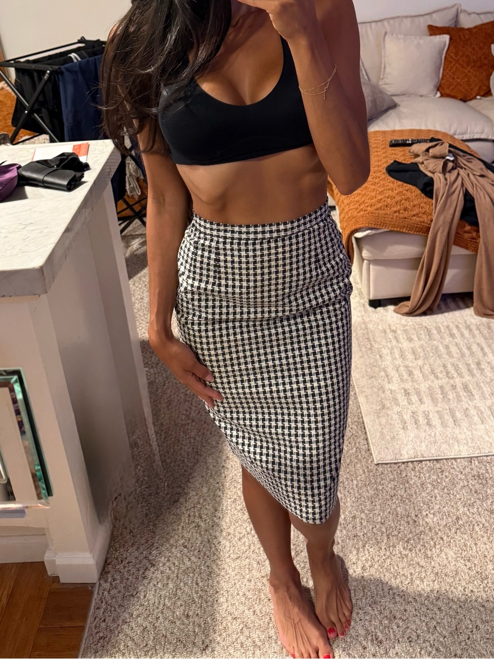 Houndstooth Pencil Skirt